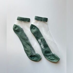 Casey Casey Women's Casual Green and White Socks